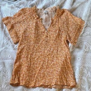 Wonderly Orange and White Textured Blouse